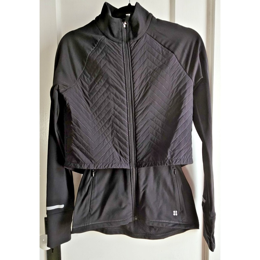 Sweaty‎ Betty Fast Track Thermal Running Jacket Black Two Layer Sz XS full zlip